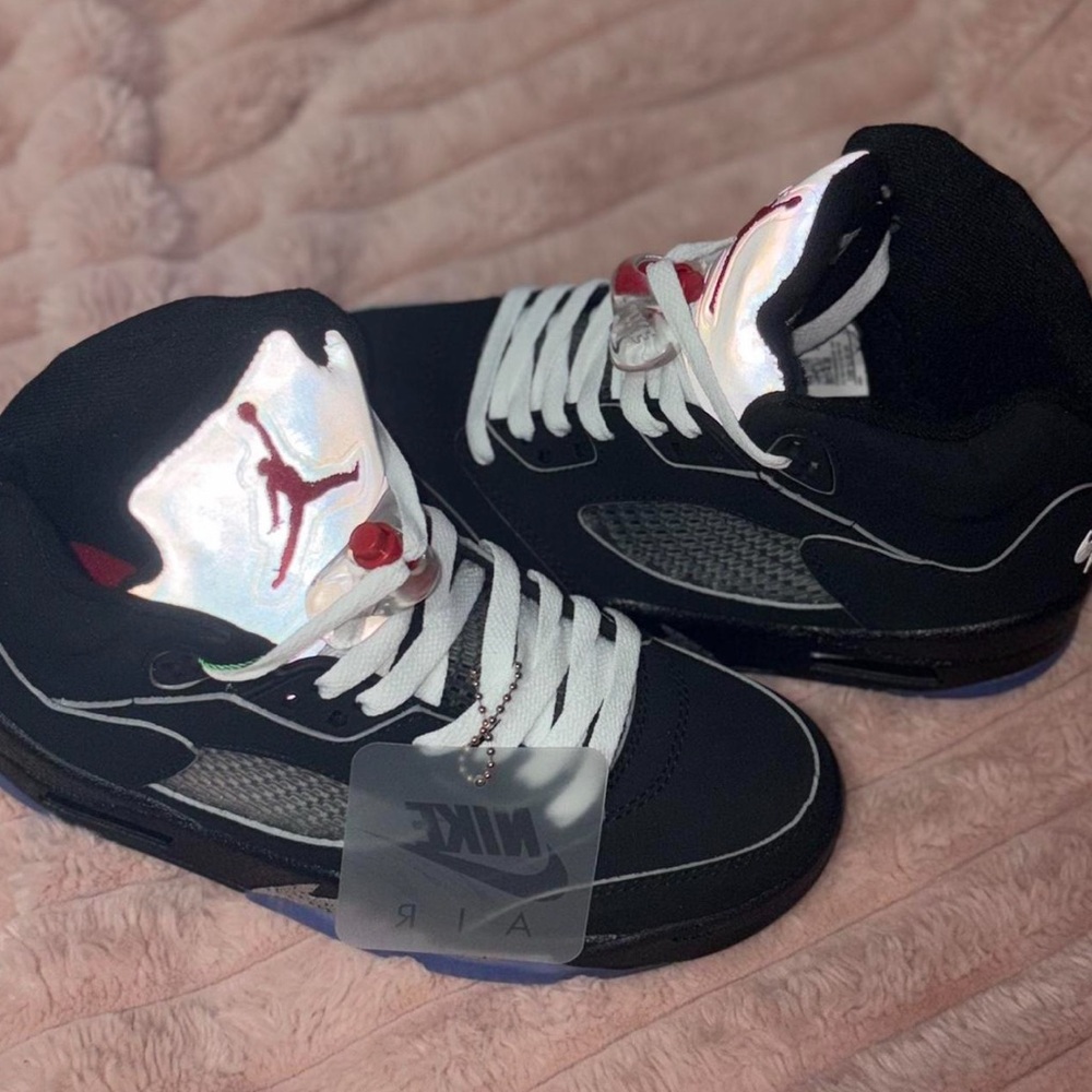 Nike Black and White Sneakers with Red Details